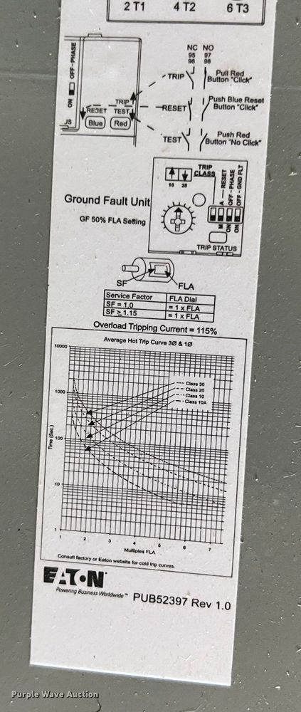 image for item JX9261 (5) Eaton three phase electrical control panels