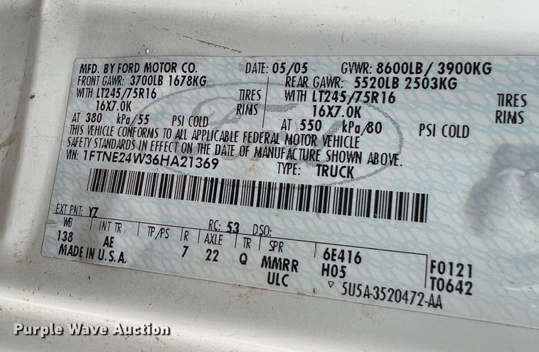 image for item KC9946 2006 Ford E250  van