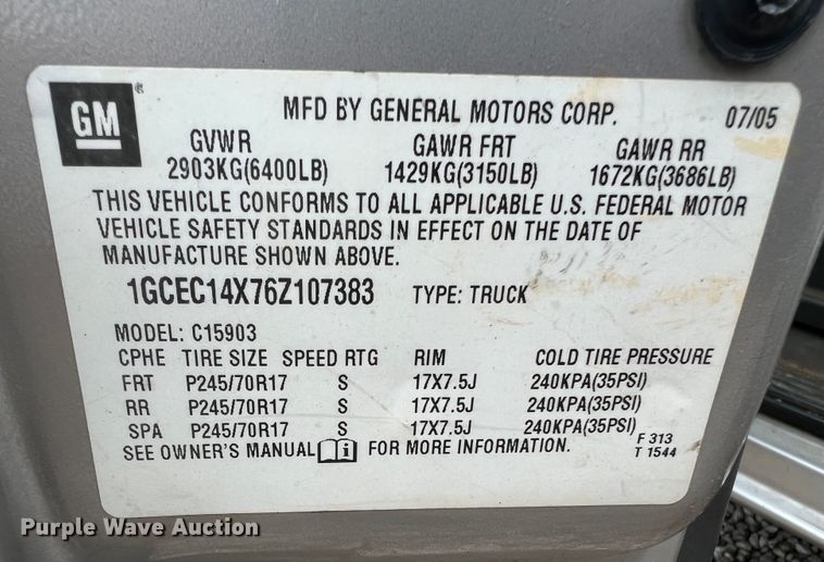 image for item KC9947 2006 Chevrolet Silverado 1500  pickup truck