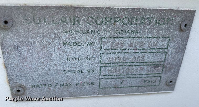 image for item KJ9749 Sullair 125 GFQGM  air compressor