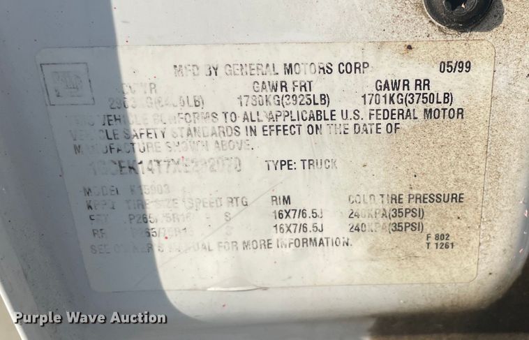 image for item KR9123 1999 Chevrolet Silverado 1500  pickup truck