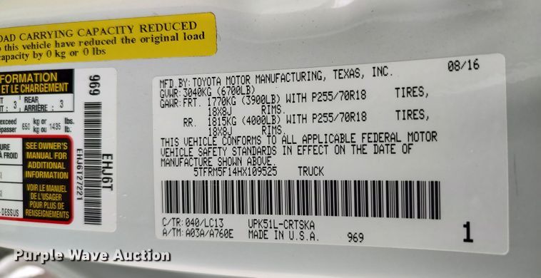 image for item LK9005 2017 Toyota Tundra  Double Cab pickup truck