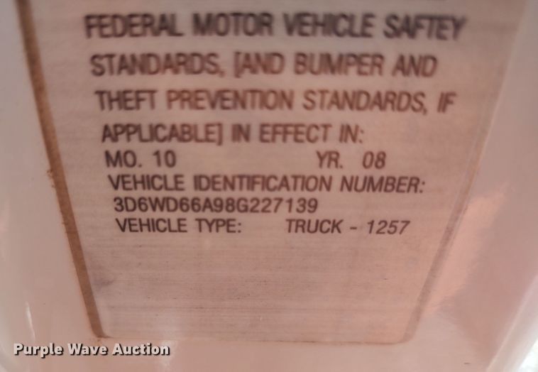 image for item LU9225 2008 Dodge Ram 4500  flatbed truck