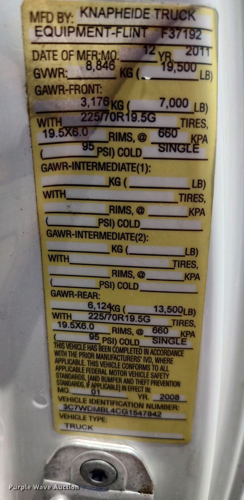 image for item LU9228 2012 Dodge Ram 5500  utility / service truck