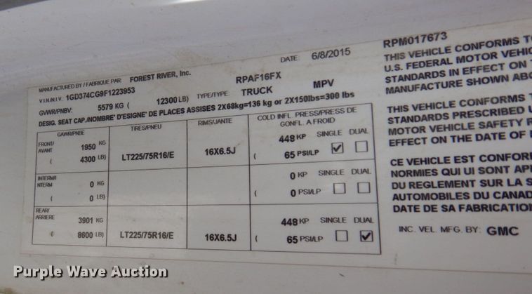 image for item MF9731 2015 GMC Savana G3500  delivery van