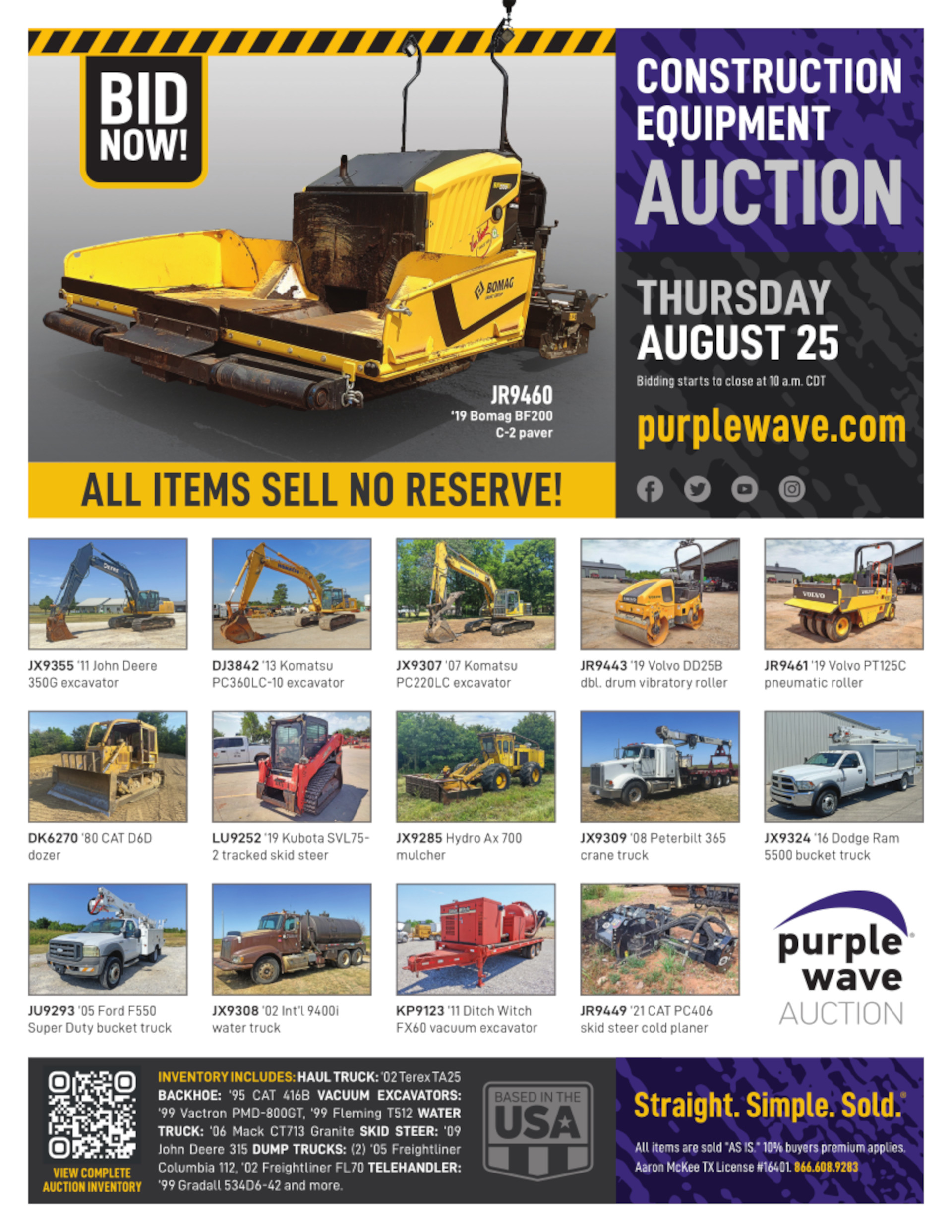 SOLD! Construction Equipment Auction | Items Sold | 8-25