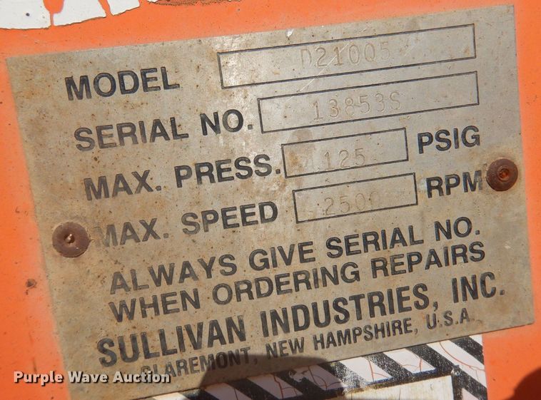 image for item DJ3854 Sullivan D21005  air compressor