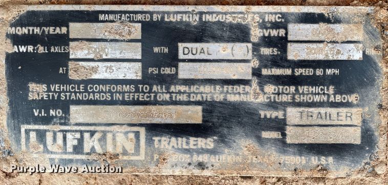 image for item DJ5026 1985 Lufkin TD2522/19  end dump trailer
