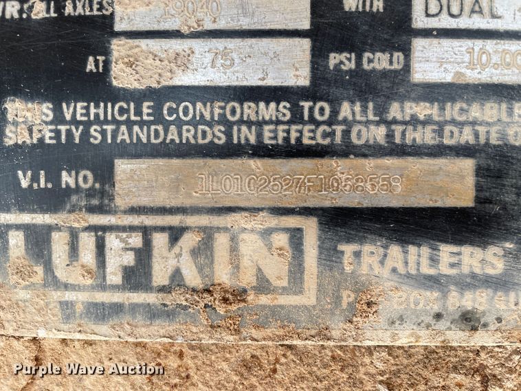 image for item DJ5026 1985 Lufkin TD2522/19  end dump trailer