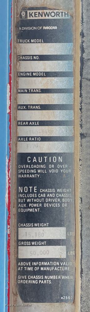 image for item DJ5030 1988 Kenworth T800  dump truck