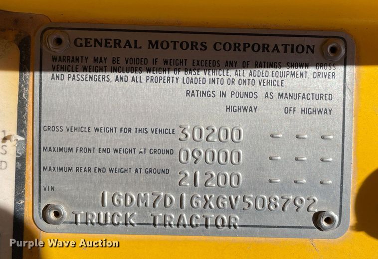 image for item DJ5032 1986 GMC C6000  dump truck