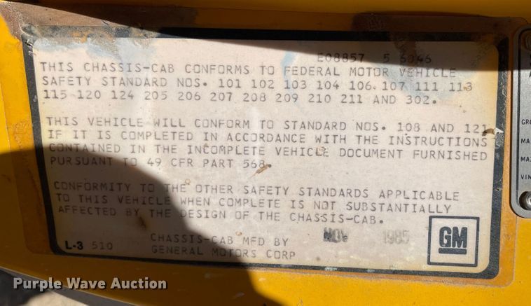 image for item DJ5032 1986 GMC C6000  dump truck