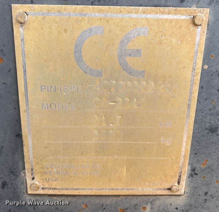 image for item DJ5038 1999 Caterpillar CB334D  double drum vibratory roller