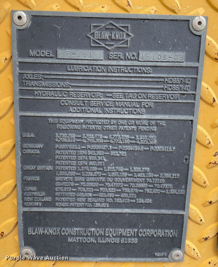 image for item DJ5041 1996 Blaw-Knox PF161  paver