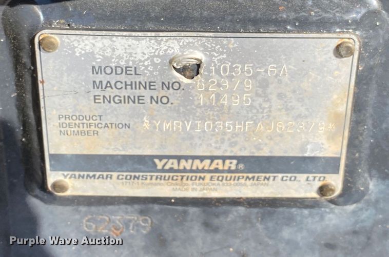image for item DK6287 2016 Yanmar VI035-6A  mini excavator