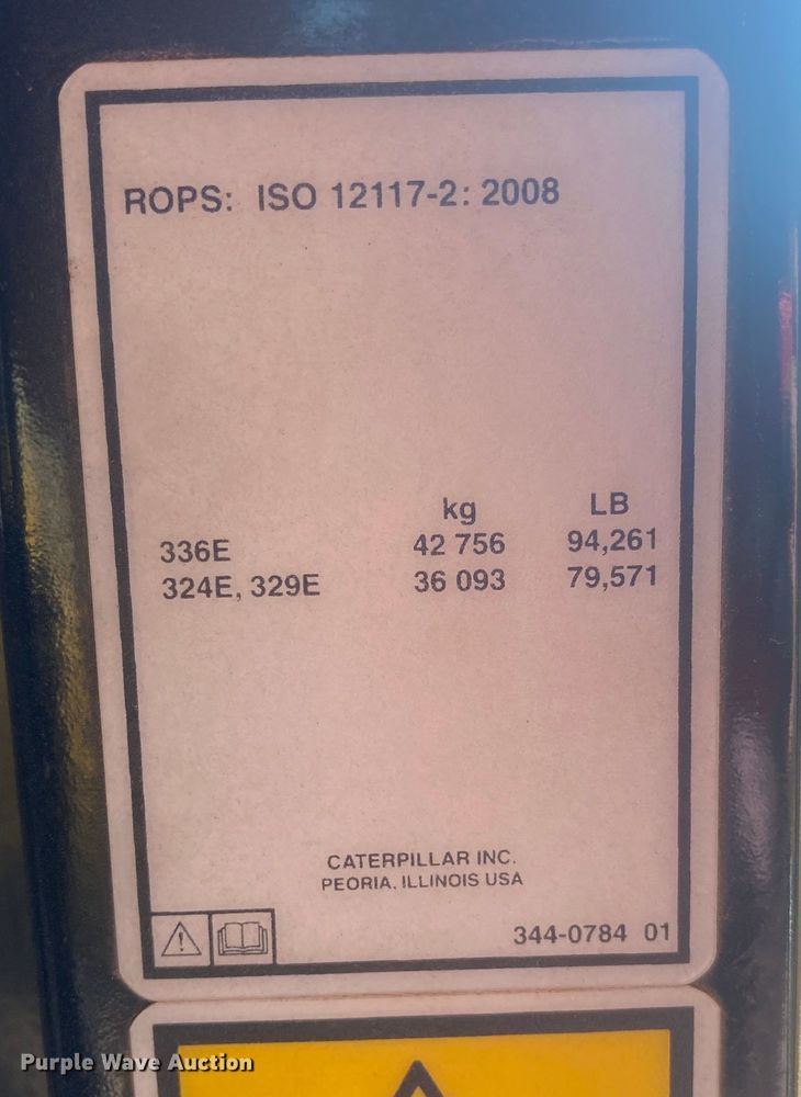 image for item DK6354 2012 Caterpillar 329E L  excavator