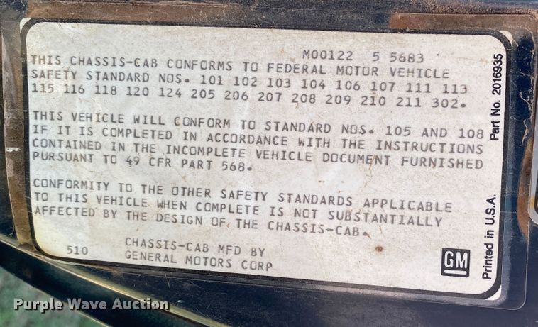 image for item DK6359 1988 Chevrolet C70  grain truck