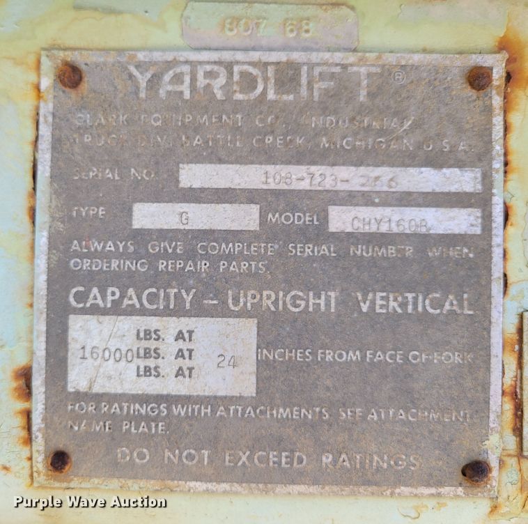 image for item DM2384 Yardlift CHY160B  forklift