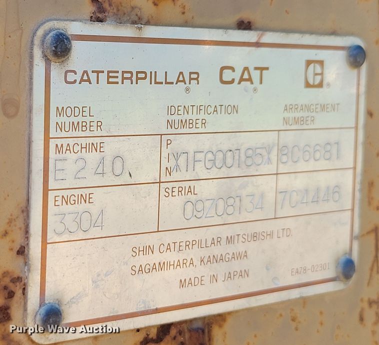 image for item DM2386 1990 Caterpillar E240  excavator