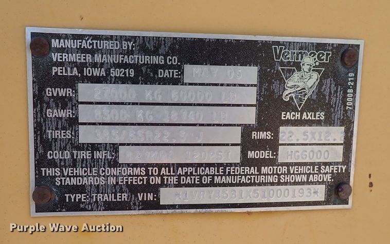 image for item DN0478 2005 Vermeer HG6000  horizontal grinder