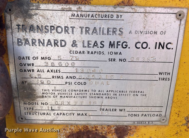 image for item DN5025 1979 Transport Trailers  equipment trailer