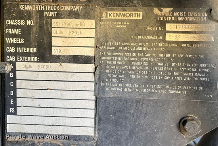 image for item DN5042 1988 Kenworth T800  dump truck