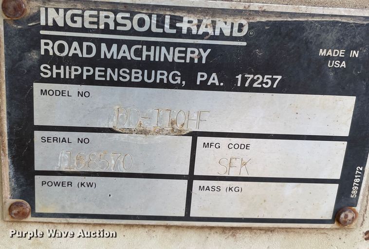 image for item DN5053 2001 Ingersoll Rand DD110HF  double drum vibratory roller