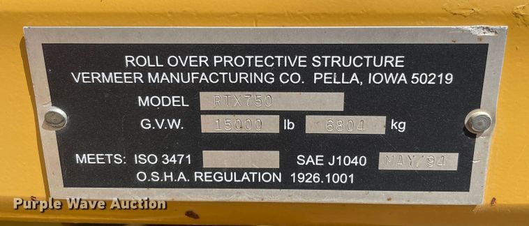 image for item DN5057 2009 Vermeer RTX750  vibratory cable plow