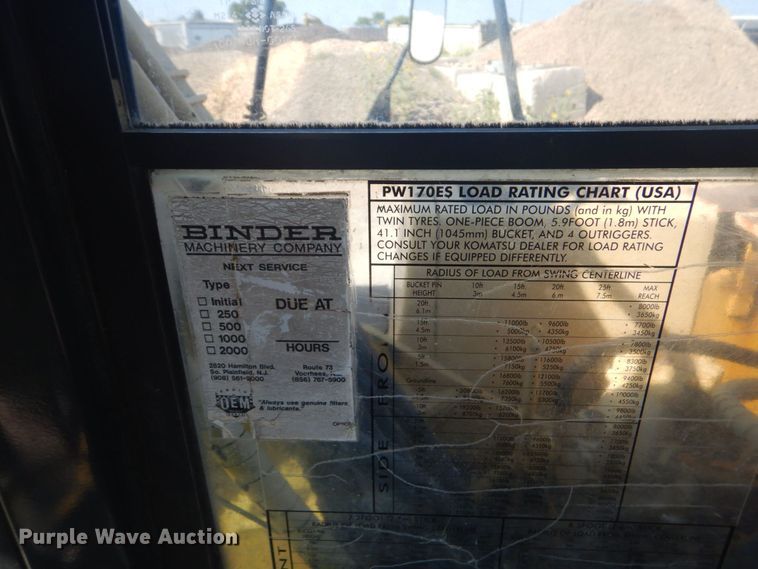 image for item DO1436 1999 Komatsu PW170ES-6K  wheeled excavator