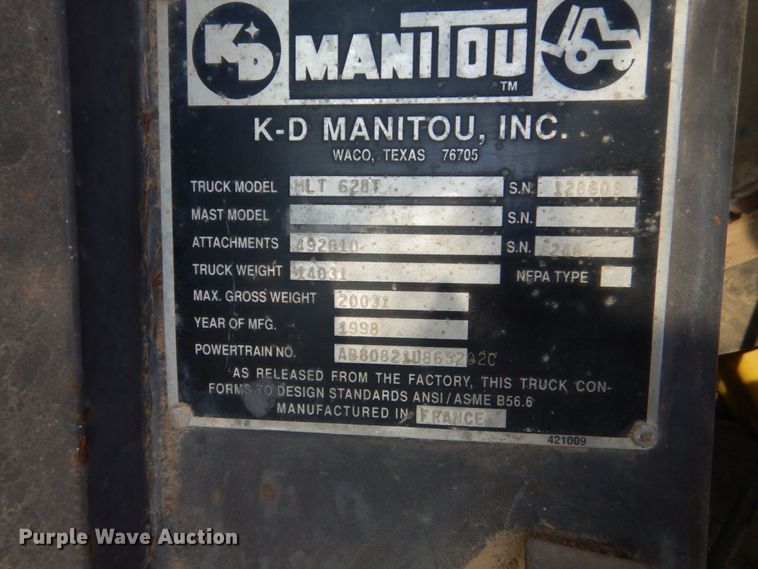 image for item DO1437 1998 Manitou MLT628 telehandler