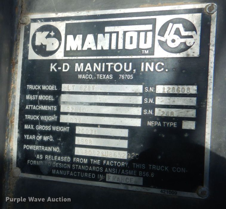 image for item DO1437 1998 Manitou MLT628 telehandler