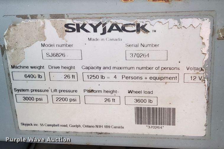 image for item DO1468 Skyjack SJ6826RT  scissor lift