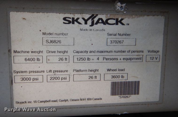 image for item DO1469 Skyjack SJ6826RT  scissor lift