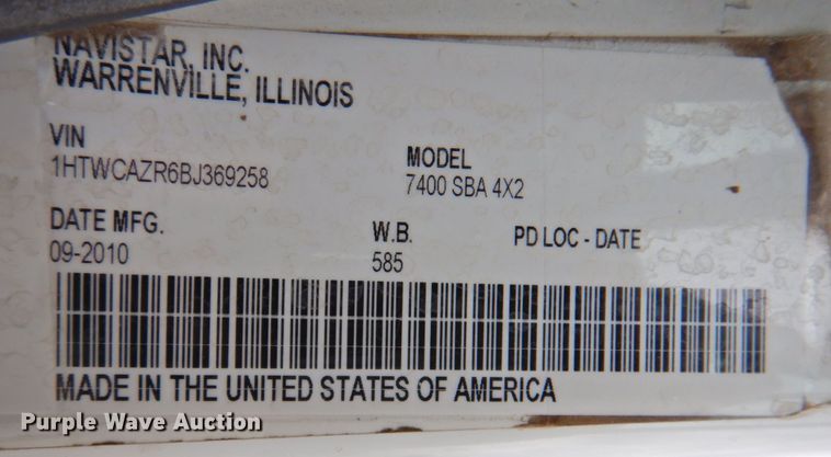 image for item DP4719 2011 International WorkStar 7400 SBA  sewer jetter truck