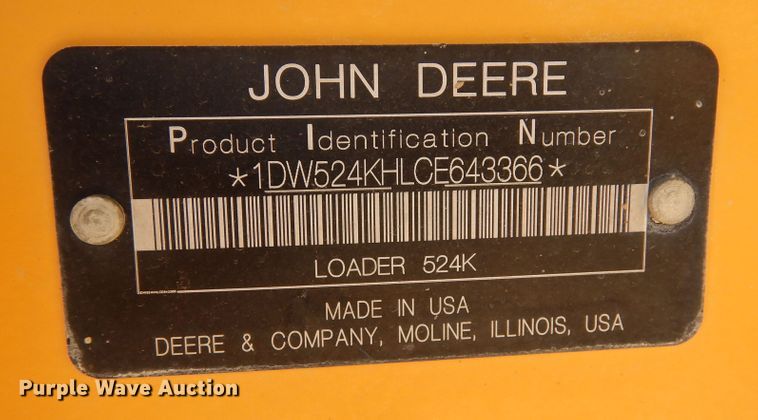 image for item DR1289 2012 John Deere 524K  high lift wheel loader