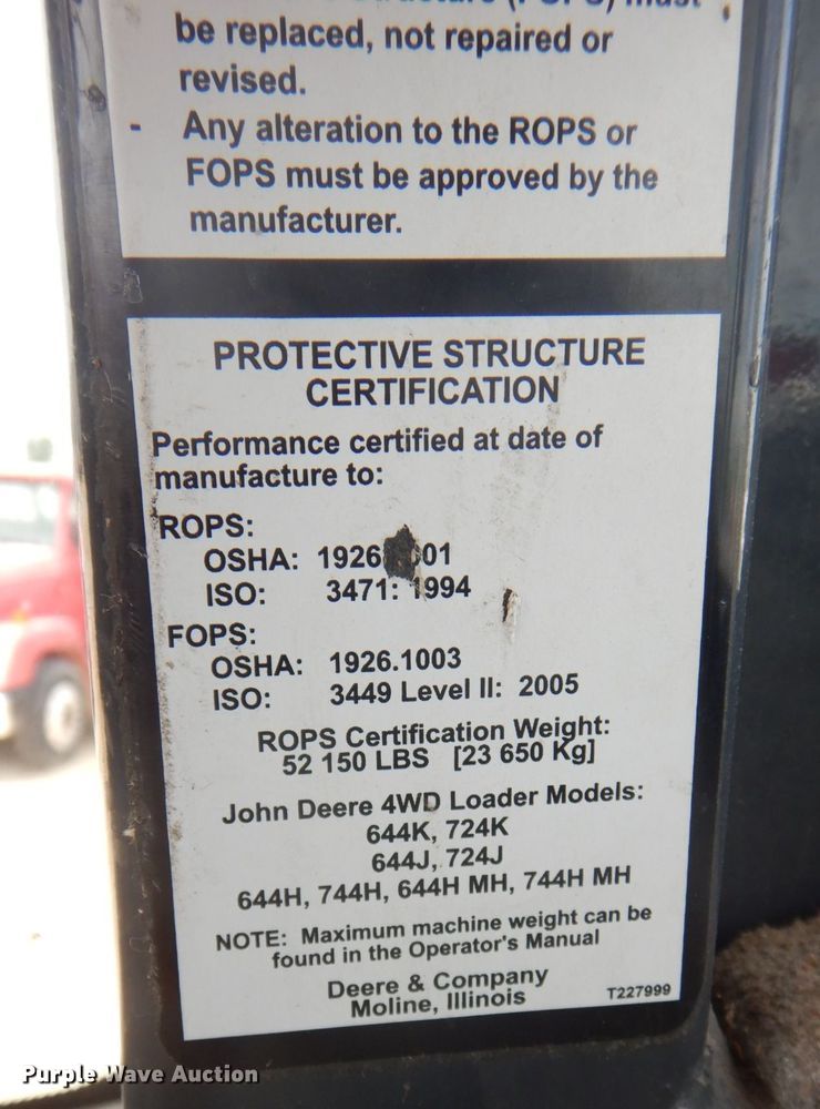 image for item DS8126 2011 John Deere 644K  high lift wheel loader