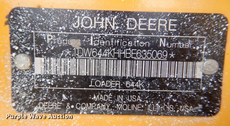 image for item DS8126 2011 John Deere 644K  high lift wheel loader
