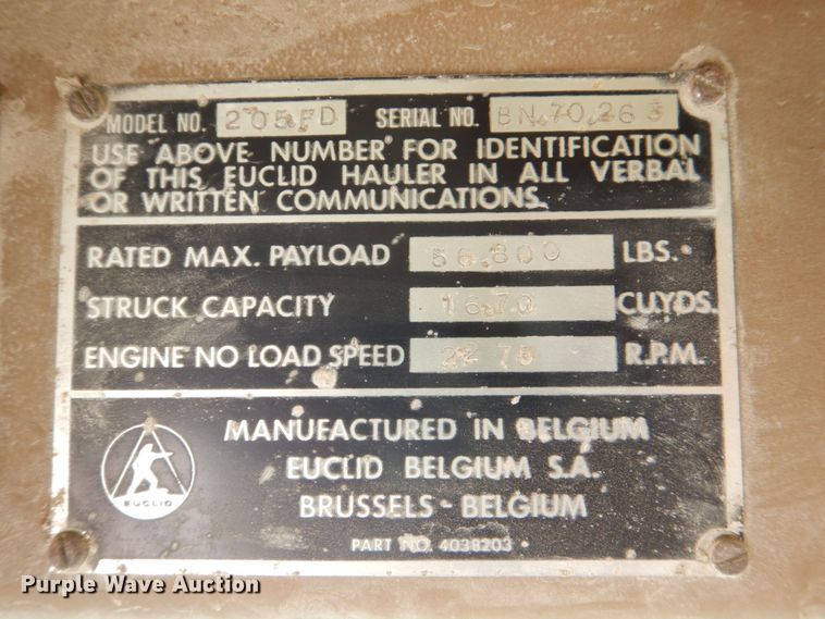 image for item DS8146 1980 Euclid 205FD  haul truck