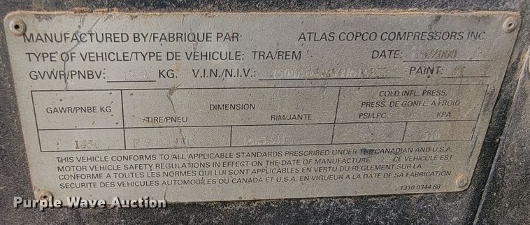 image for item JC9733 2000 Atlas Copco XAS96  air compressor