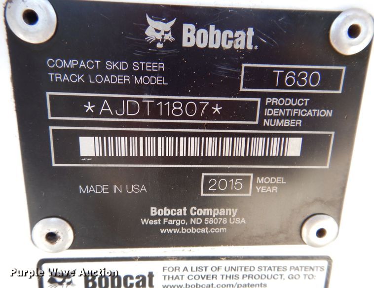 image for item JH9718 2015 Bobcat T630  tracked skid steer loader