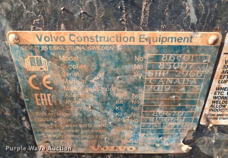 image for item JR9441 2019 Volvo L60H  wheel loader