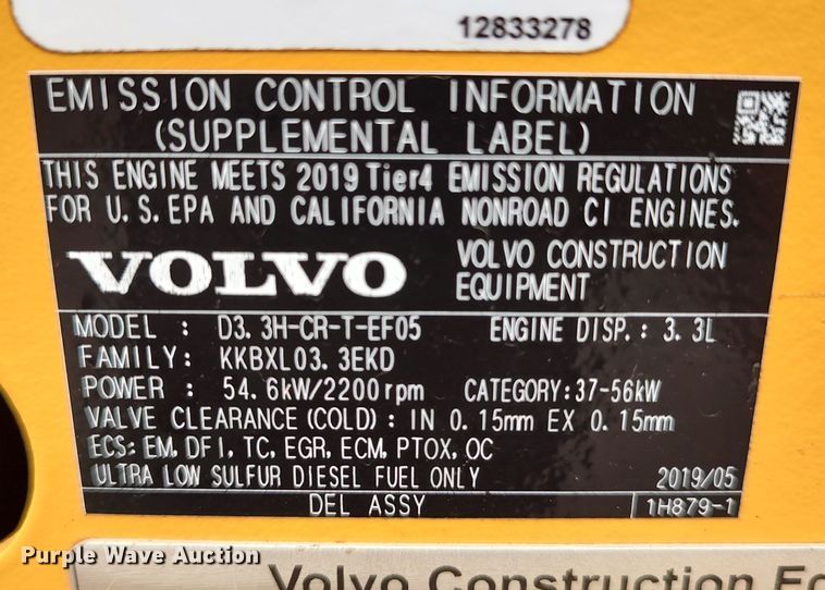 image for item JR9461 2019 Volvo PT125C  pneumatic roller