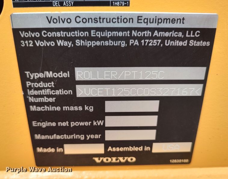 image for item JR9461 2019 Volvo PT125C  pneumatic roller