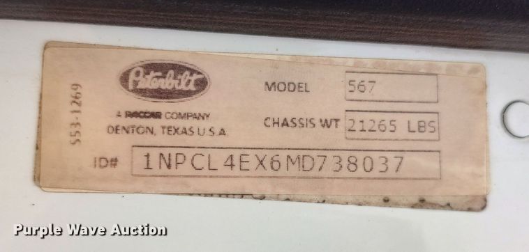 image for item JR9463 2021 Peterbilt 567  dump truck