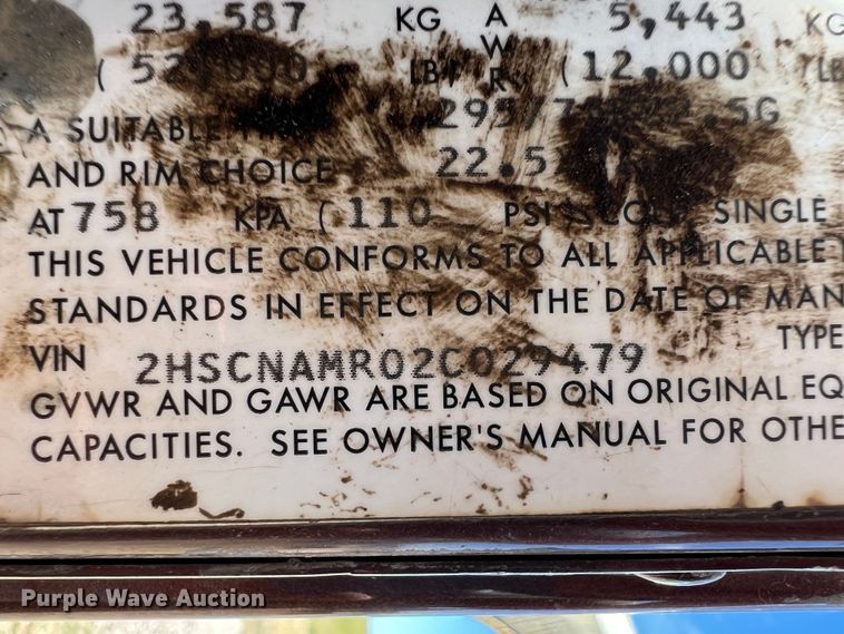 image for item JX9308 2002 International 9400i  water truck