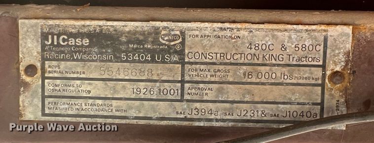 image for item JX9323 Case 580C  backhoe