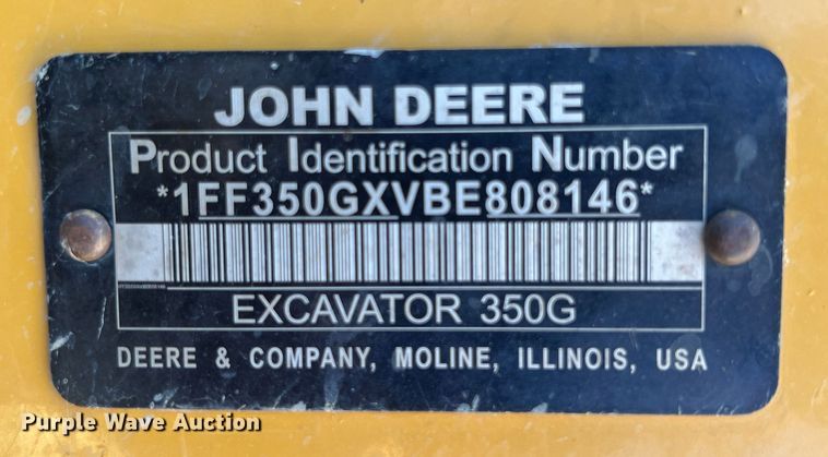 image for item JX9355 2011 John Deere 350G  excavator