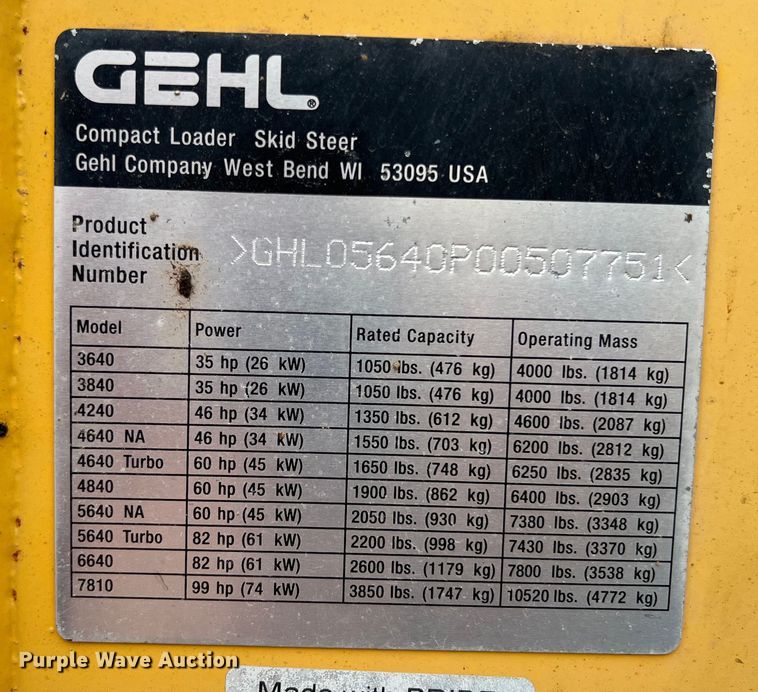 image for item JX9405 2006 Gehl 5640  skid steer loader