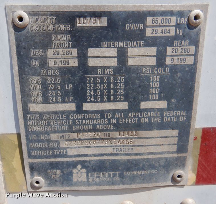 image for item KI9259 1998 Merritt  grain trailer