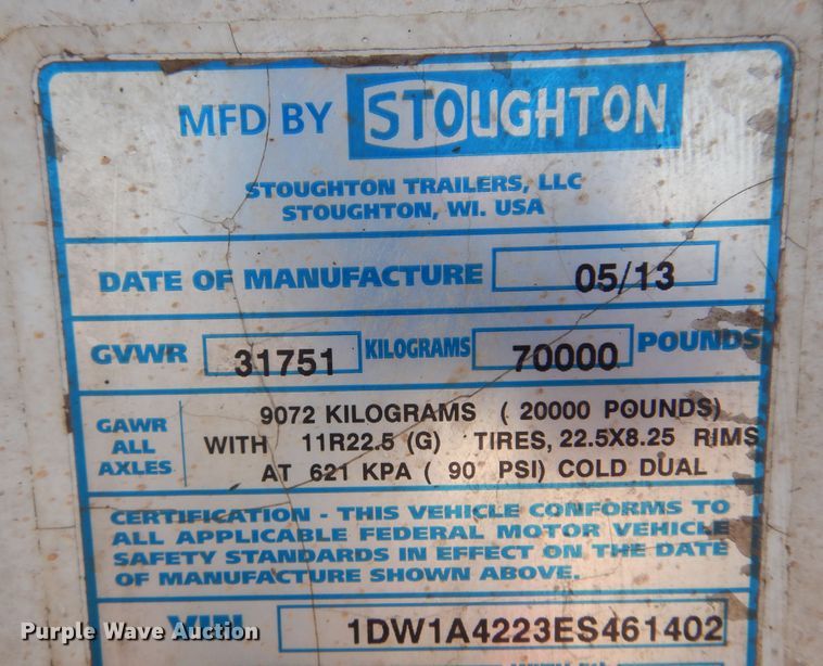 image for item KI9264 2014 Stroughton  grain trailer